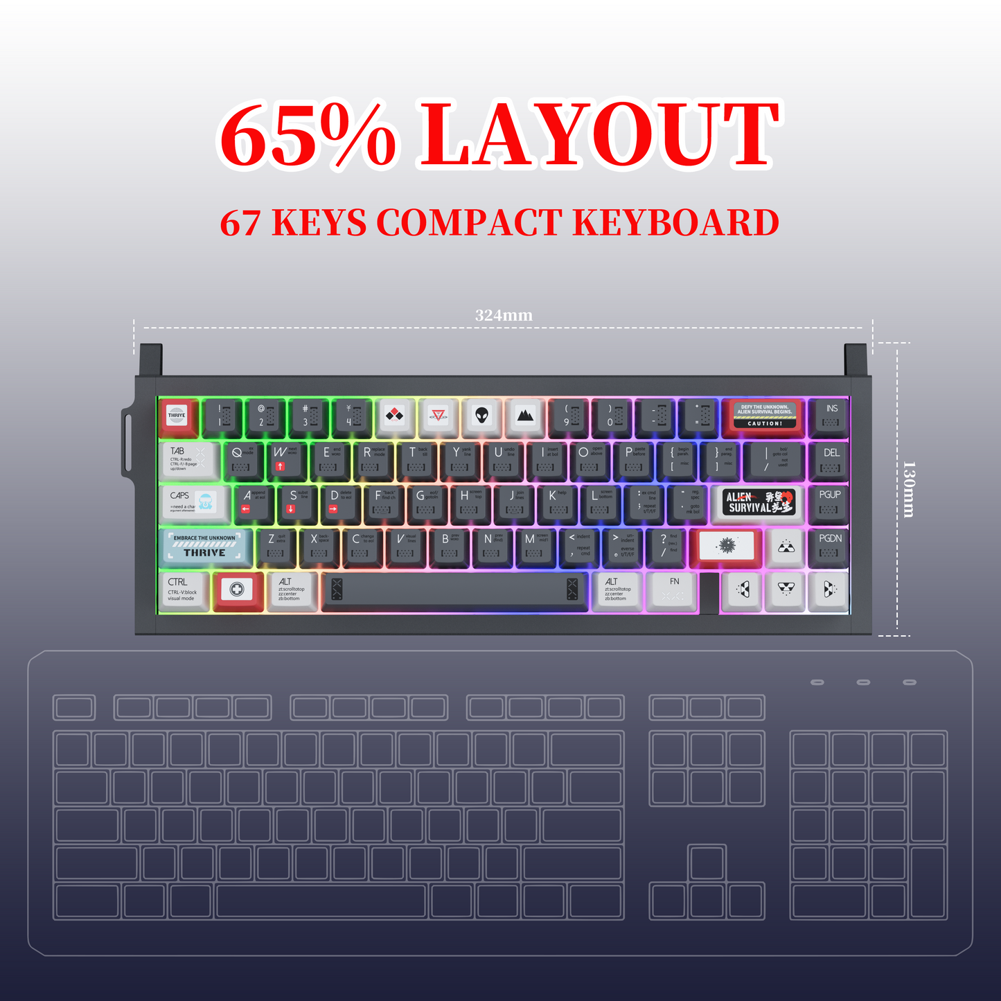 KY67 65% Wireless Mechanical Gaming Keyboard,Gateron Linear Switches