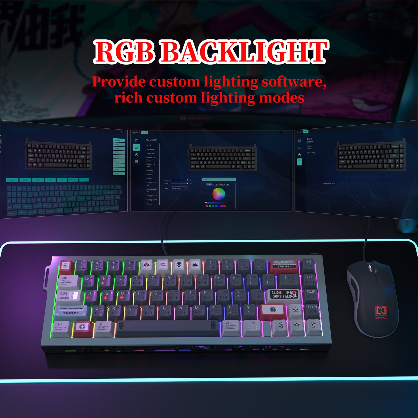 KY67 65% Wireless Mechanical Gaming Keyboard,Gateron Linear Switches