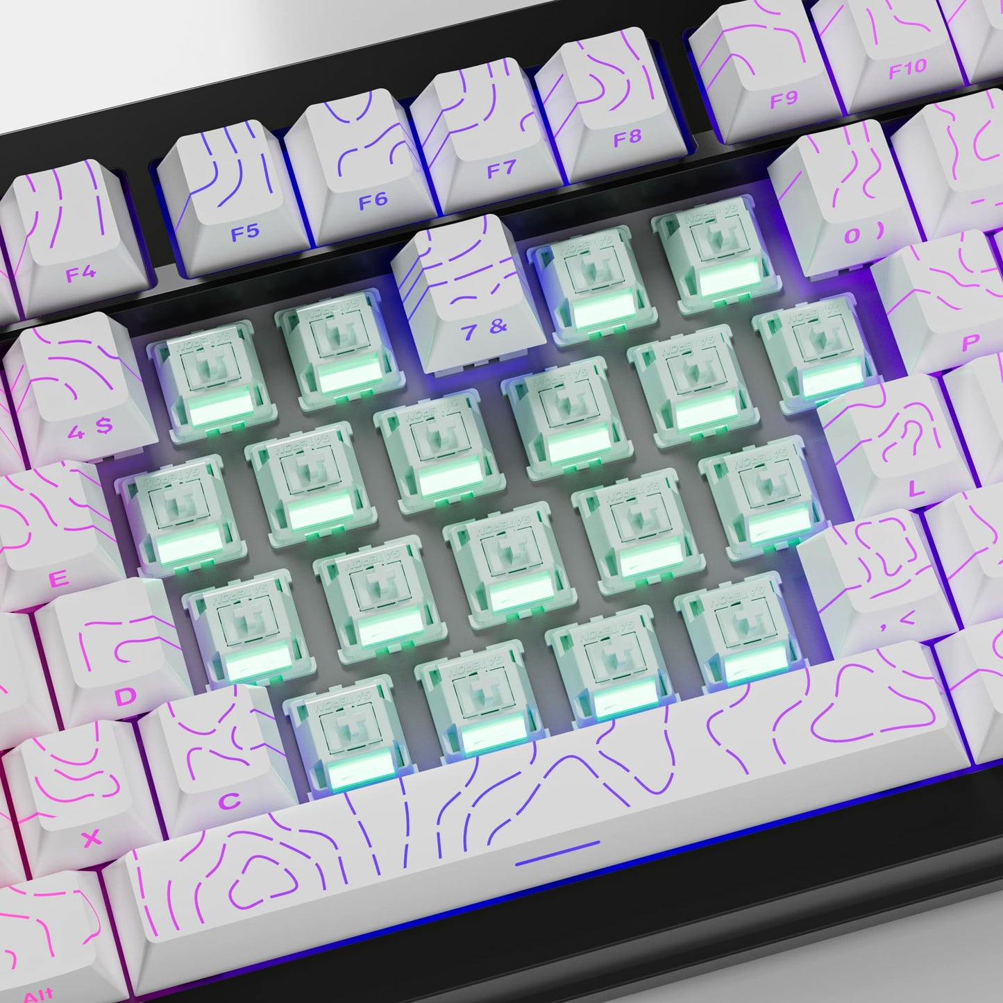 kutethy Gateron Smoothie Keyboard Switches, Linear RGB LED 5 Pin White 22mm Dual-Stage Spring Factory Pre-lubed 40gf Full POM Switches for MX Mechanical Keyboard