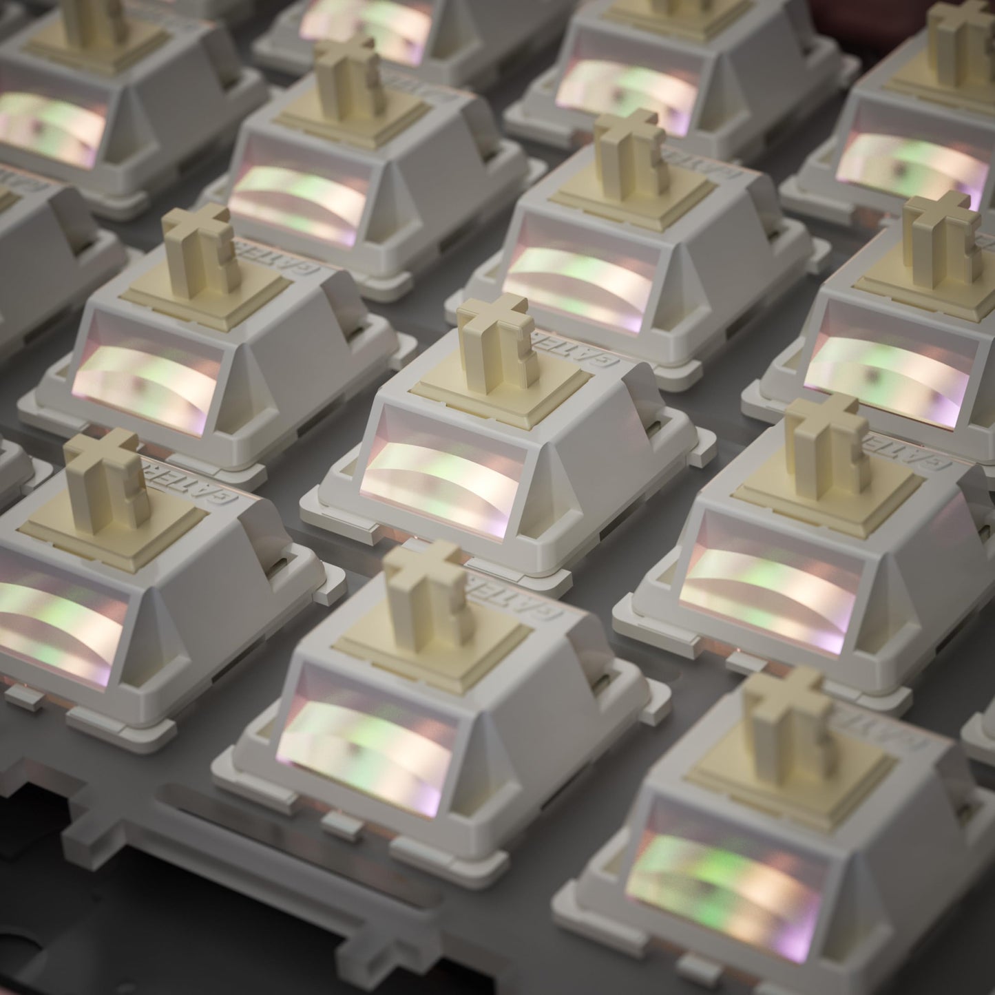 kutethy Gateron Smoothie Keyboard Switches, Linear RGB LED 5 Pin White 22mm Dual-Stage Spring Factory Pre-lubed 40gf Full POM Switches for MX Mechanical Keyboard