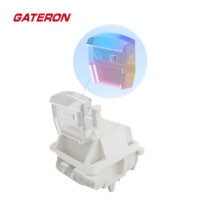 kutethy Gateron Smoothie Keyboard Switches, Linear RGB LED 5 Pin White 22mm Dual-Stage Spring Factory Pre-lubed 40gf Full POM Switches for MX Mechanical Keyboard
