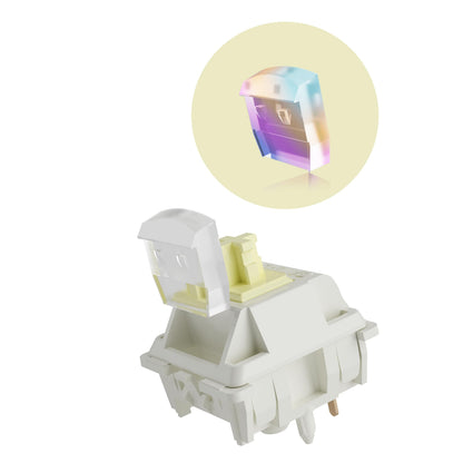 kutethy Gateron Smoothie Keyboard Switches, Linear RGB LED 5 Pin White 22mm Dual-Stage Spring Factory Pre-lubed 40gf Full POM Switches for MX Mechanical Keyboard