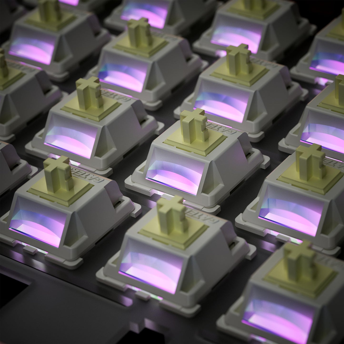 kutethy Gateron Smoothie Keyboard Switches, Linear RGB LED 5 Pin White 22mm Dual-Stage Spring Factory Pre-lubed 40gf Full POM Switches for MX Mechanical Keyboard