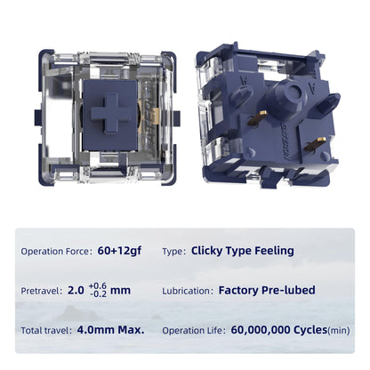 kutethy Gateron Navy Blue Clicky Switch for Mechanical Keyboard
