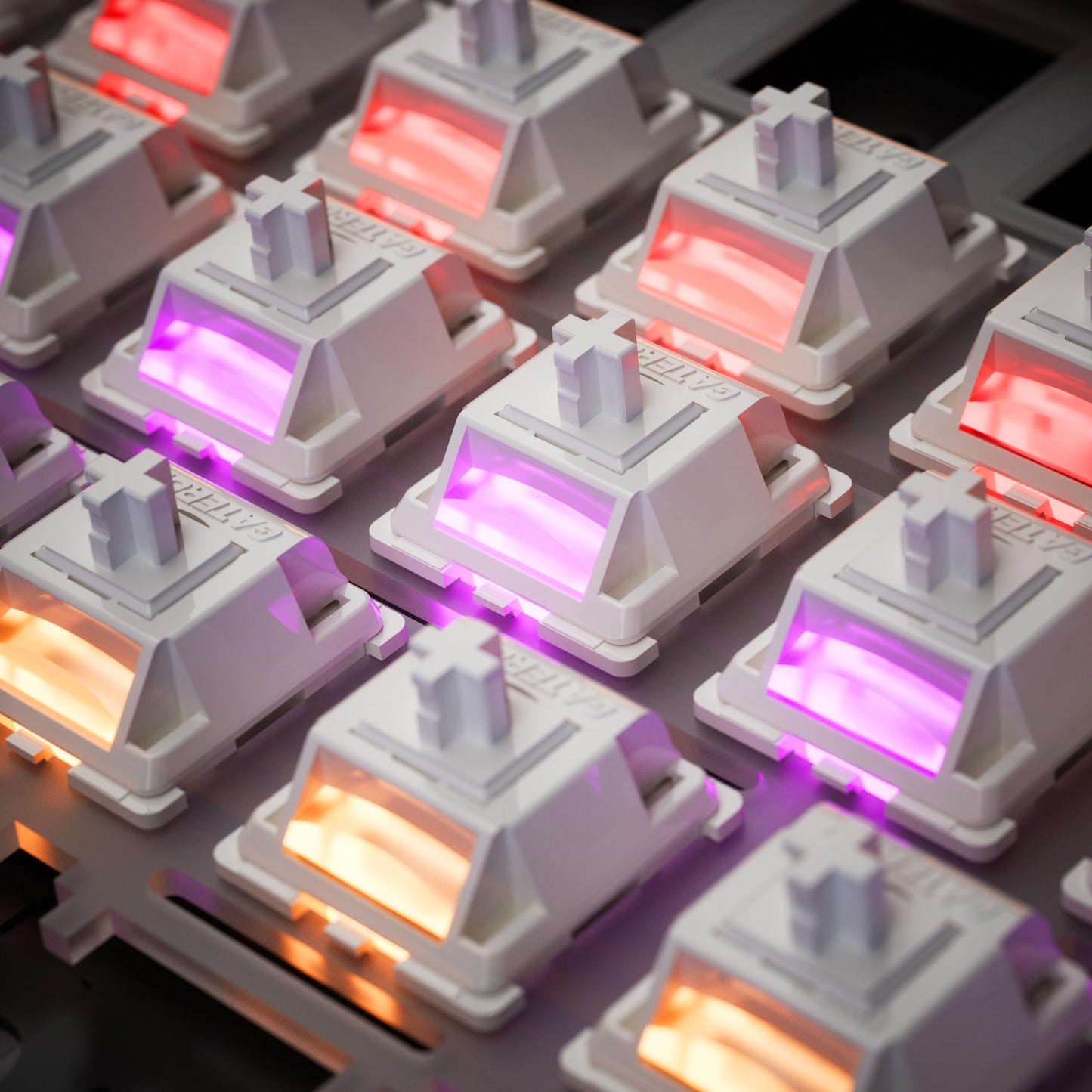 kutethy Gateron Smoothie Keyboard Switches, Linear RGB LED 5 Pin White 22mm Dual-Stage Spring Factory Pre-lubed 40gf Full POM Switches for MX Mechanical Keyboard