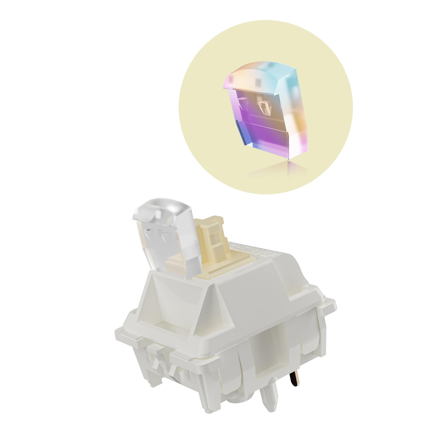 kutethy Gateron Smoothie Keyboard Switches, Linear RGB LED 5 Pin White 22mm Dual-Stage Spring Factory Pre-lubed 40gf Full POM Switches for MX Mechanical Keyboard
