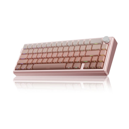 kutethy KY65 Wireless Mechanical Keyboard, Pink&Brown